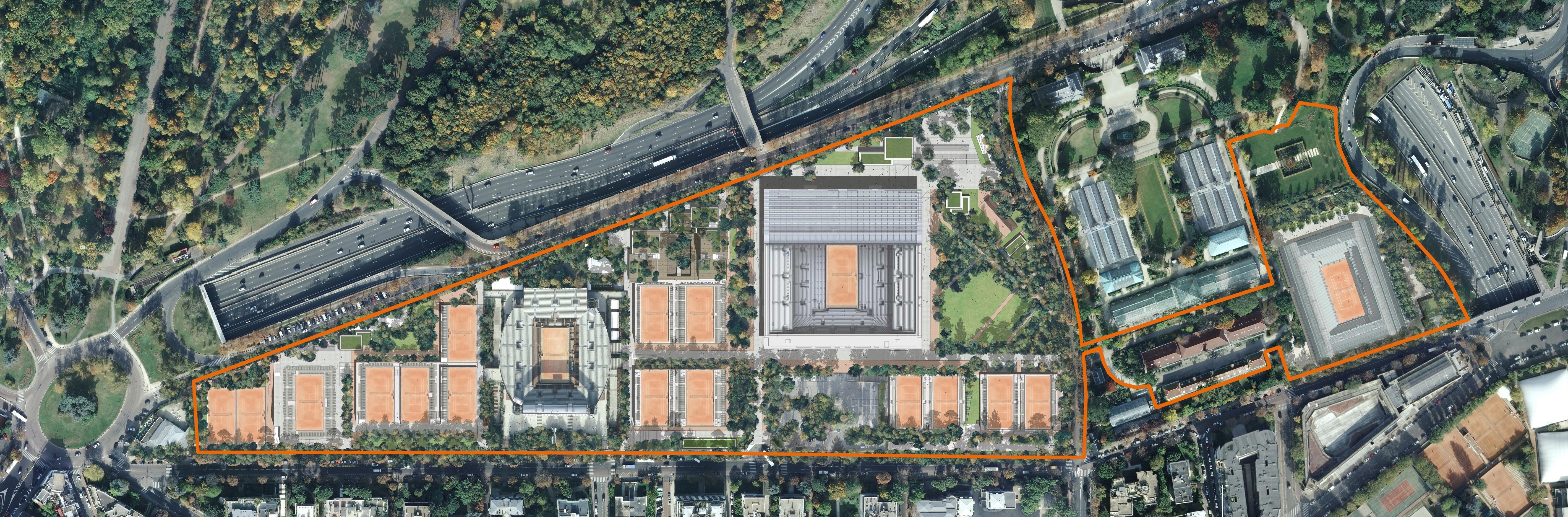 Stade Roland-Garros en 2021 en configuration tourno